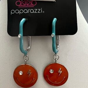 Paparazzi Turquoise and Silver Smiley Earrings